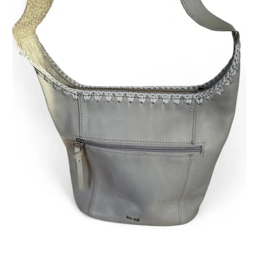 The Sak Grey Leather Hobo Purse, Medium Size With Shoulder Strap